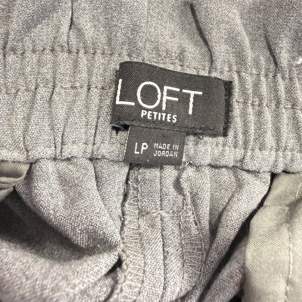 LOFT Gray Paperbag‎ Waist Tie Belt Pleated Tapered Pants Size LP - Picture 3 of 6